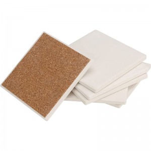 White unglazed Craft 4 Inches Absorbent Blank Ceramic Coasters Tile Make Your Own Coasters with Cork for Drinks