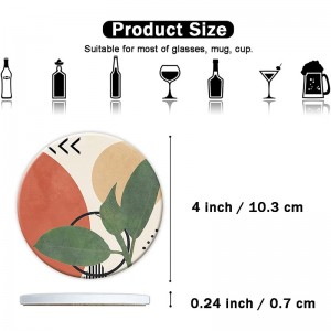 カスタマイズされた印刷された吸水性セラミックコースター、コルクバック付き