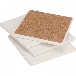 White unglazed Craft 4 Inches Absorbent Blank Ceramic Coasters Tile Make Your Own Coasters with Cork for Drinks