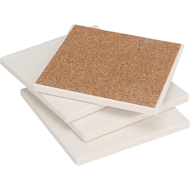 White unglazed Craft 4 Inches Absorbent Blank Ceramic Coasters Tile ...