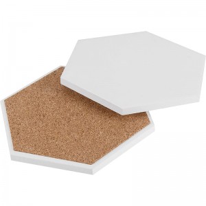 Hot sell water absorbent blank ceramic coaster with cork back for UV printing