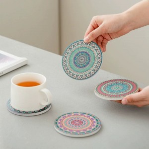 Sottobicchiere in sughero ceramico per bevande assorbenti d'acqua con stampa UV personalizzata per la decorazione della tazza di caffè