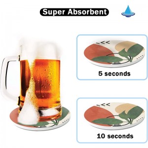 Customized printied Water absorbent Ceramic coaster with cork back