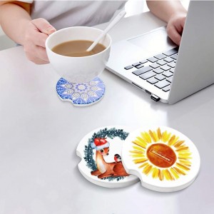 Sublimatie Blanks Car Cup Coasters met een vingerinkeping voor eenvoudige verwijdering van Auto Cupholder Coaster