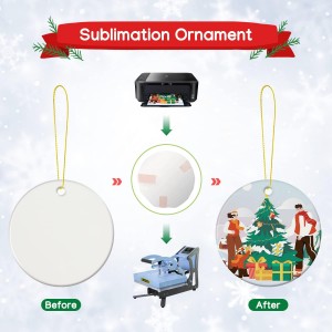 Sublimation Ceramic Ornament White with Gold String Sublimation Ornament Blanks Bulk for Personalized Xmas Tree Ornament Christmas Home Decor Keepsake Crafts Gift