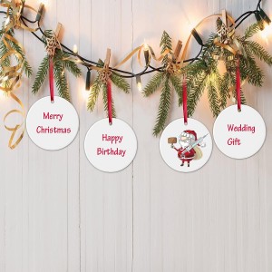 Sublimation Ornament Blanks Bulk Ceramic Discs Ornament for Heat Press Printing White Round Porcelain Ornament Personalized Xmas Tree Ornament Keepsake Crafts Gift