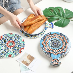 Hot sell Ceramic Trivet with cork back customized pattern printing