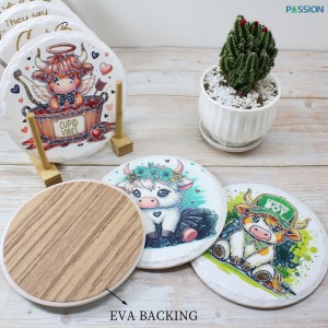 Atacado China Custom Round Ceramic Sublimation Trivet Pot Holders com base de EVA