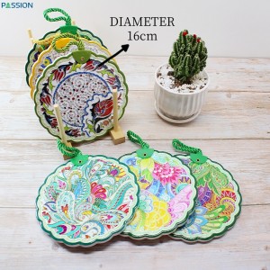 Kitchen dining table customized 3D trivet hot pot mats placemats Ceramic Coaster with rope