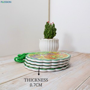 Kitchen dining table customized 3D trivet hot pot mats placemats Ceramic Coaster with rope