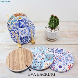 Ceramic Trivet 16cm Round Nine-grid Model with Eva Backing