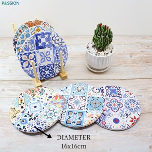 Ceramic Trivet 16cm Round Nine-grid Model with Eva Backing