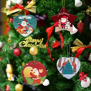 Sublimation Ceramic Ornament White with Gold String Sublimation Ornament Blanks Bulk for Personalized Xmas Tree Ornament Christmas Home Decor Keepsake Crafts Gift