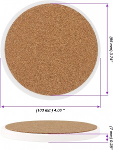 Blank Round ceramic coaster 4″ with cork back for UV pirnting