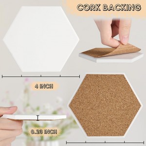 Crafts Coasters 4 Inch Blank Coasters Unglazed Ceramic White Tiles Cork Backing Pads for Painting