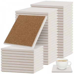 4 x 4 Inch Square White Unglazed Ceramic Coasters Blank Ceramic Tiles