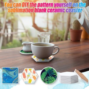 Hexagon Square Round Sublimation Coasters Blanks White Glazed Ceramic Coasters with Cork Backing