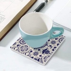 Square Ceramic Coaster with Cork Base Heat-Resistant Absorption Reusable Drink Coasters