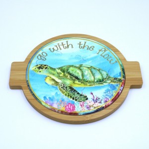 Round dia.18CM with double ears Ceramic trivet with bamboo base factory price