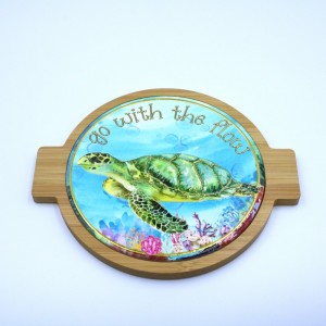 Round dia.18CM with double ears Ceramic trivet with bamboo base factory price