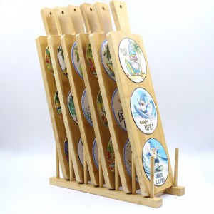 12*42cm Wholesale Customized 3 pcs Ceramic with bamboo base trivet