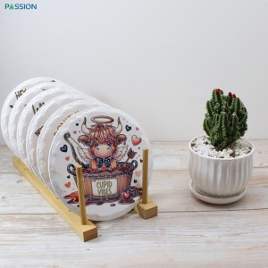 Wholesale China Custom Round Ceramic sublimation trivet Pot Holders with EVA Base