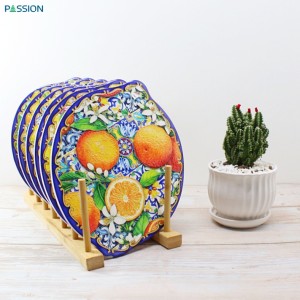 Italian Lemon Shape sublimation printing table decoration placemat ceramic tile