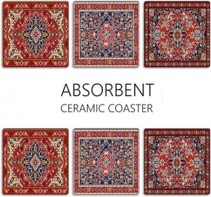 Tribal Turks geometrisch patroon absorberende vierkante keramische stenen bekermat