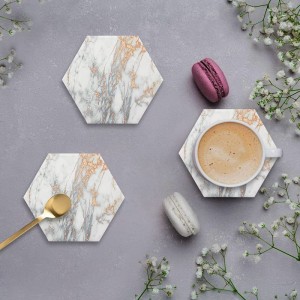 Custom printed ceramic coaster hexagon