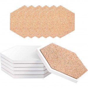 Sublimation Blanks Absorbent Ceramic Stone Hexagon Coaster for Drinks with Cork Backing Pads