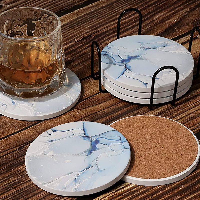 10 Set Sublimation Car Coasters Blanks Absorbent Cup Mats Ceramics