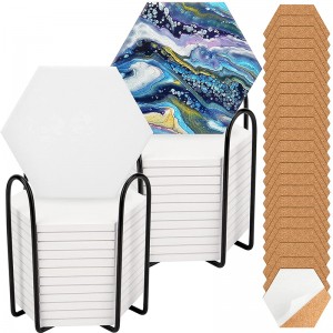 Ceramic Tiles for Crafts Coasters with 2 Holder White Unglazed Ceramic Tiles with Cork Backing Pads