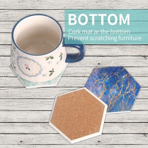 Custom printed ceramic coaster hexagon