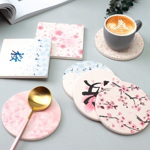 Sublimation Blanks Absorbent Ceramic Stone Hexagon Coaster for Drinks with Cork Backing Pads