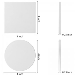 4 Inch Blank Coasters Unglazed Ceramic White Tiles with Cork Backing Pads for Painting